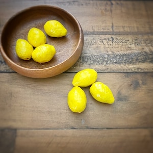 Ceramic Mini Lemons Set Yellow Citrus Fruit Kitchen Home Decor Handmade Porcelain Pottery