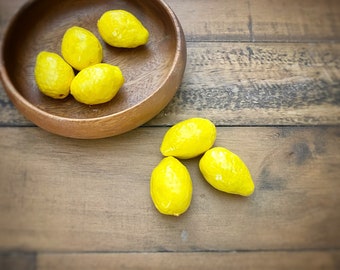 Ceramic Mini Lemons Set Yellow Citrus Fruit Kitchen Home Decor Handmade Porcelain Pottery