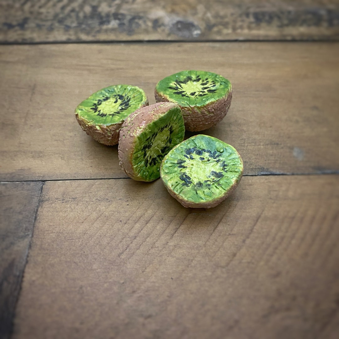 Ceramic Kiwi Mini Fruit Set Artificial Food Gift for Foodie Chef Kitchen Green Brown Home Decor
