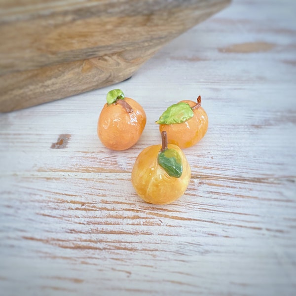 Handmade Ceramic Apricots: Miniature ceramic Fruit Decor