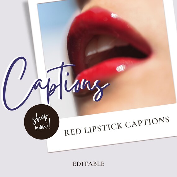 Captions for red Lipstick. Digital Editable Pdf Etsy