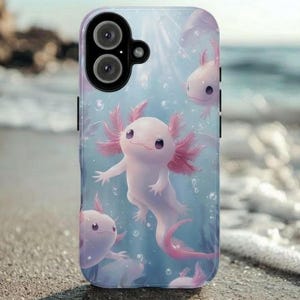 Cute Axolotl Salamander Phone Case, Kawaii Cover, Birthday Gift For Axolotl Lover, Fits Iphone 16 15 14 13 Pro Max, Samsung Galaxy, Pixel