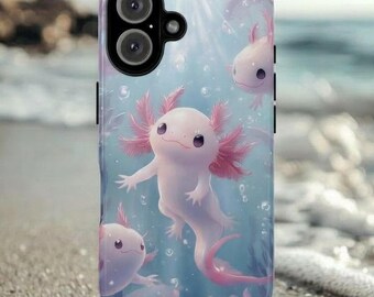 Cute Axolotl Salamander Phone Case, Kawaii Cover, Birthday Gift For Axolotl Lover, Fits Iphone 16 15 14 13 Pro Max, Samsung Galaxy, Pixel
