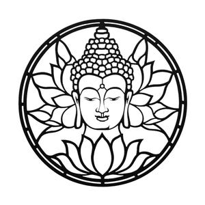 Buddha Metal Wall Art, Artful Zen Metallic Wall Art Sign For Yoga Studio Décor, Spiritual Craft Meditation Deco Gift For Yoga & Zen Lovers