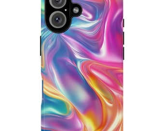 Iridescent Rainbow Swirl Phone Case for iPhone, Samsung, Pixel: Abstract Liquid Art Cover
