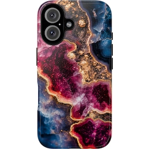Ruby Geode Phone Case for iPhone, Samsung, Pixel: Abstract Crystal Gemstone Art