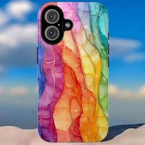 Rainbow Phone Case, Aesthetic Colorful Protector Cover For iPhone 16 15 14 13 Plus Pro Max, Samsung Galaxy S24 S23 S22, Google Pixel 9 7 8 6