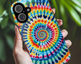 Tie Dye Phone Case, Colorful Retro Hippie Mobile Cover For iPhone 16 15 14 13 Pro Plus Samsung Pixel, Trendy Fun Boho Birthday Gift For Her