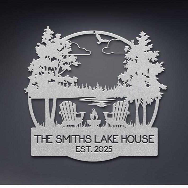 Personalized Lake House Metal Sign, Custom Family Name, Campsite Cabin ...