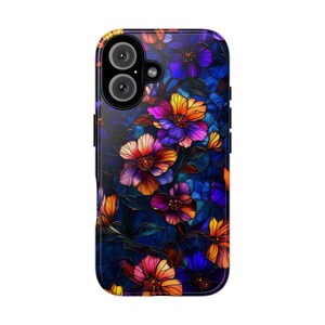 Stained Glass Flower Phone Case for iPhone, Samsung & Pixel, Vibrant Floral Art, Mosaic Design, Aesthetic Mobile cover, Gift for Her