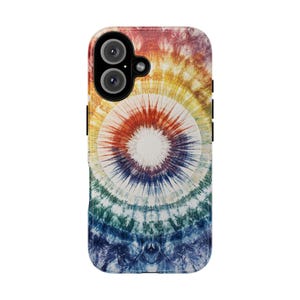 Rainbow Tie Dye Phone Case, Groovy Psychedelic Boho Spiral Design, Vibrant Protective Cover for iPhone Samsung Pixel, Birthday Gift for Her