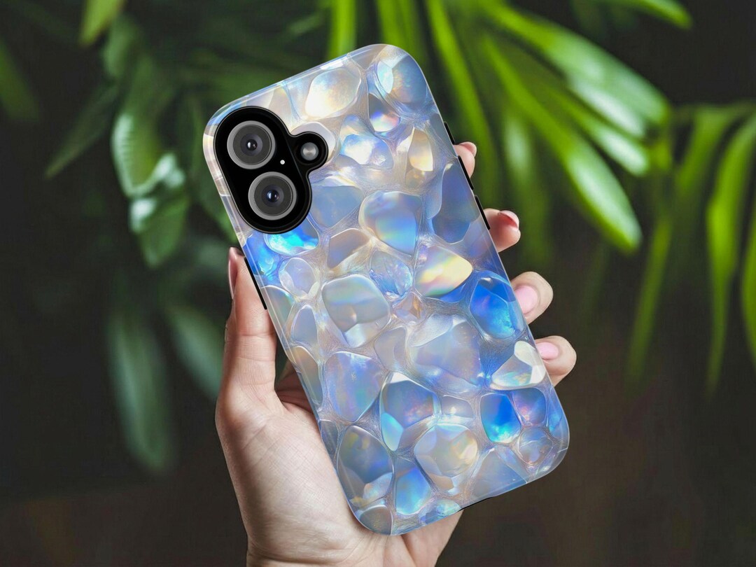 Moonstone Crystal Phone Case, June Birthstone Cover for iPhone 16 15 14 ...