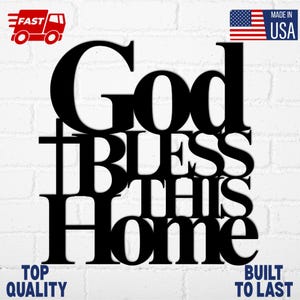 God Bless This Home Metal Wall Art, Christian Home Decor Sign, Christianity Religious Housewarming Gift, Family Blessing Faith Scripture Art