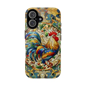 Chicken Phone Case, Stained Glass Poultry Art Mobile Cover For iPhone Samsung Pixel, Birthday Gift For Hen Rooster Farm Chicken Lovers