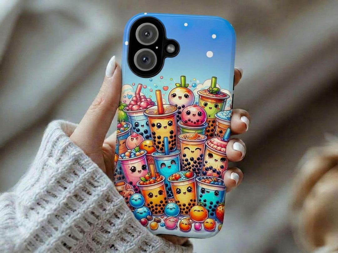 Kawaii Boba Phone Case, Cute Bubble Tea Cover for iPhone 16 Pro Max 15 ...