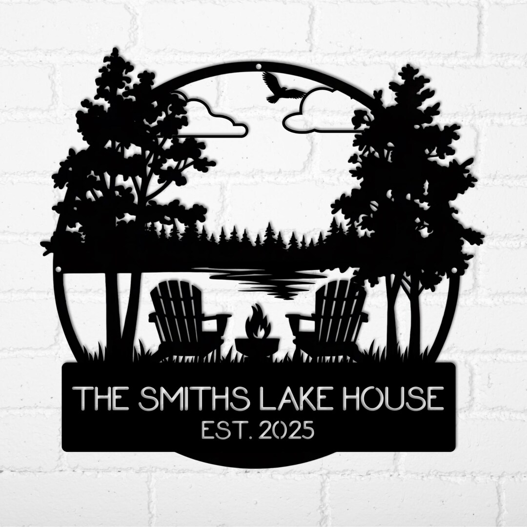 Personalized Lake House Metal Sign, Custom Family Name, Campsite Cabin ...