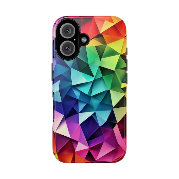 Geometric Rainbow Phone Case, Vibrant Mosaic Design Mobile Cover