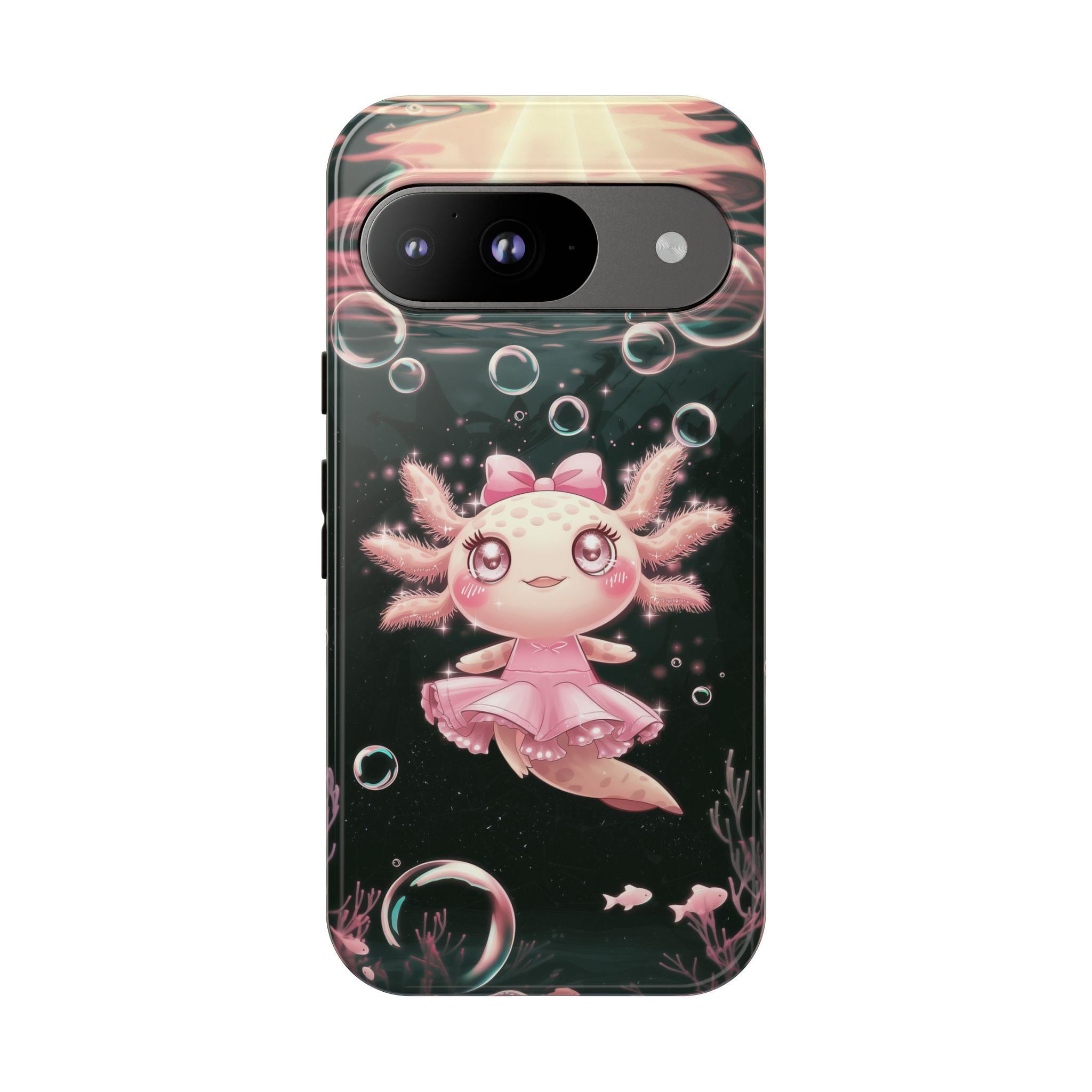 Kawaii Pink Axolotl Phone Case for iPhone, Samsung, Pixel: Sparkly Aquatic Animal Design Kawaii Pink Axolotl Phone Case for iPhone, Samsung, Pixel: Sparkly Aquatic Animal Design