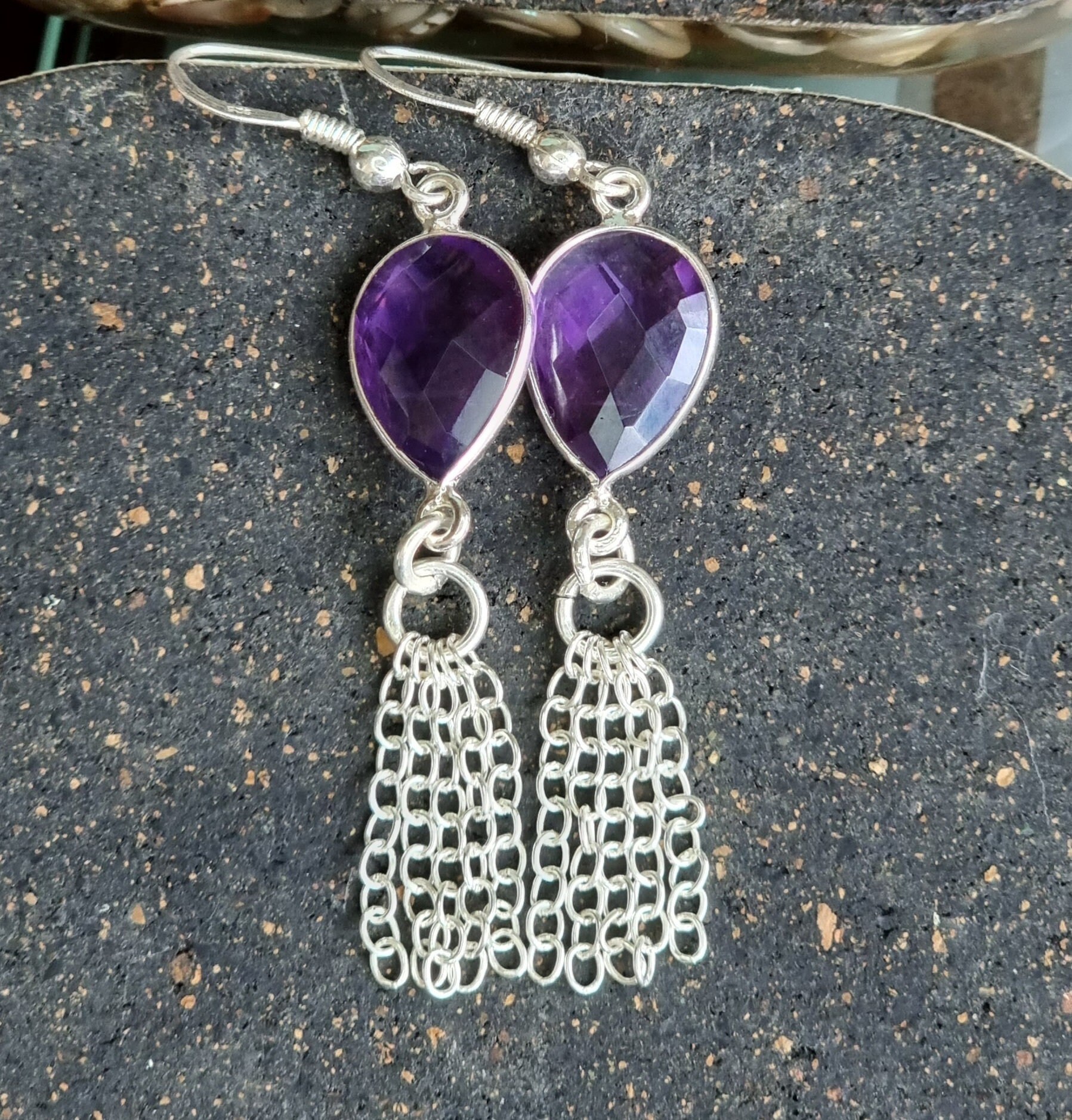 Gemstone store tassel earrings