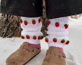 Jambières mignonnes au crochet aux fraises