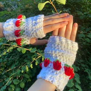 Cute Crochet Strawberry Handwarmers