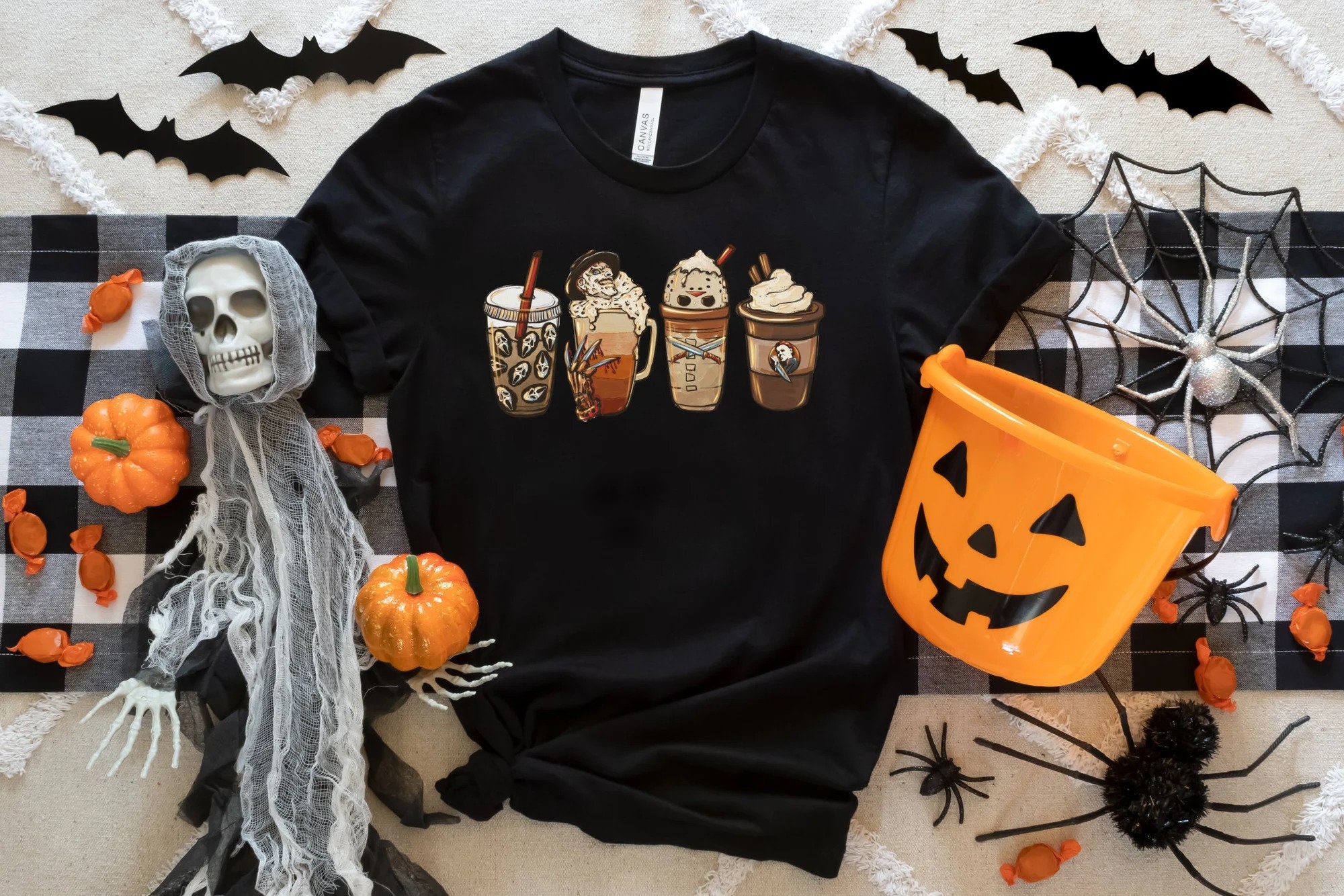 Discover Halloween Horror Coffee Sweatshirt, Horror Movie Coffee Shirt,Halloween Sweatshirt, Spooky Season, Coffee Shirt, Halloween Graphic Shirt