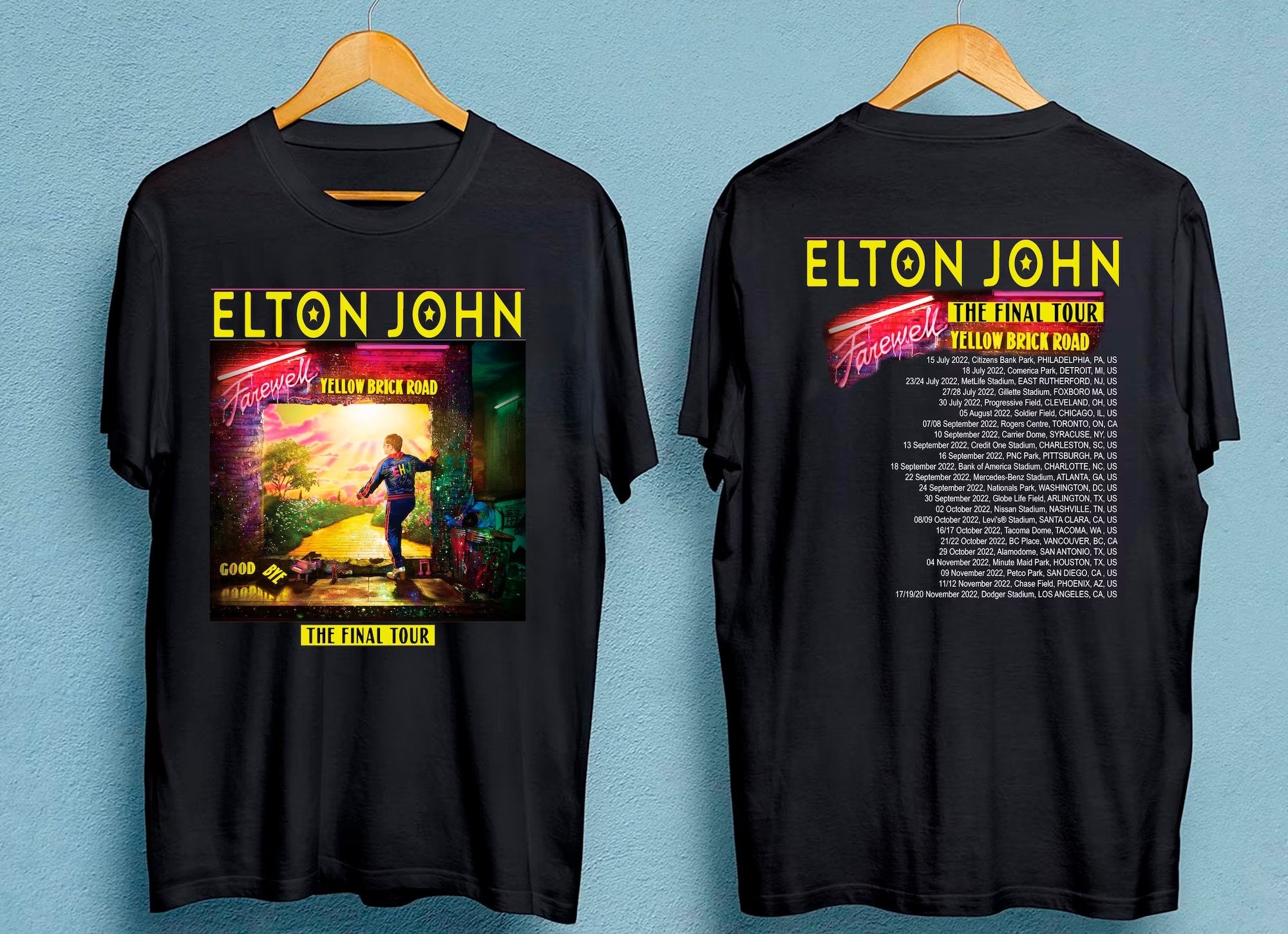 Discover Elton John Abschied Tour 2022 Zweiseitiges T-Shirt