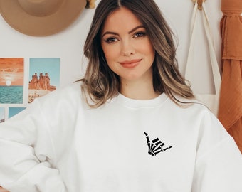 Loshangend sweatshirt met skelethand - Halloween-afbeelding T-shirt