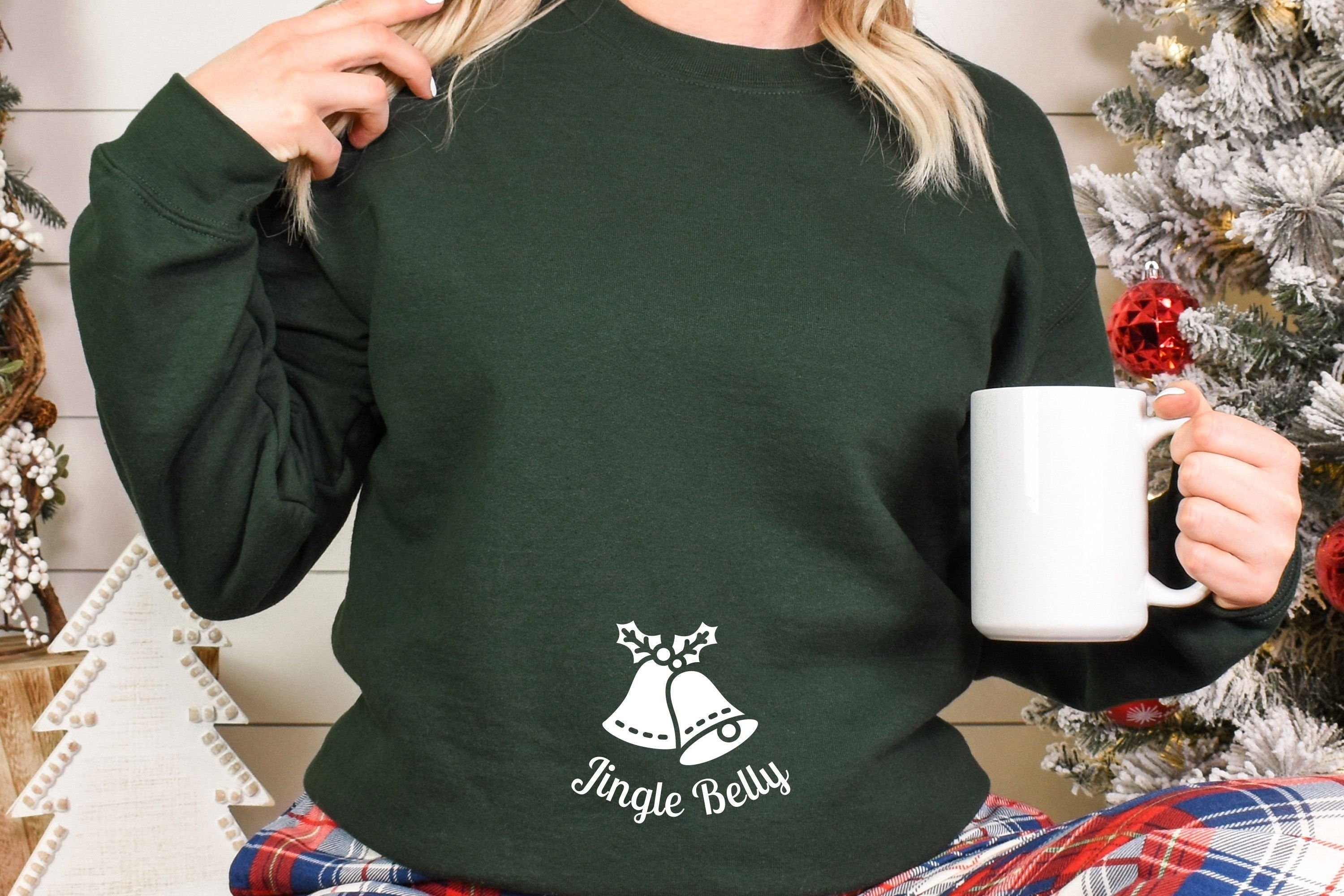 Jingle Belly Christmas Pregnancy Announcement Sweatshirt Women