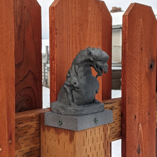 Gargoyal Gargoyle 4x4 Fence Post Topper Statue | Garden Gargoyal Statue | Included Mount | Garden Statue