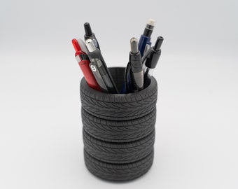 Stacked Tires Pen Holder | Tire Stack | Pencil Cup | Car Guy | Mechanic | Desk Organizer | Multiple Colors