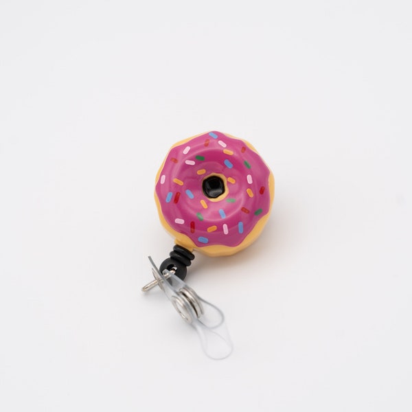 Donut Retractable Badge Reel, Donut Nurse ID Holder, Nurse, RN Key Card, Cute Donut, Funny Donut, Teacher Gift, Animal Lover, Vet Life