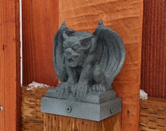 Gargoyal Gargoyle 4x4 Fence Post Topper Statue | Garden Gargoyal Statue | Included Mount | Garden Statue