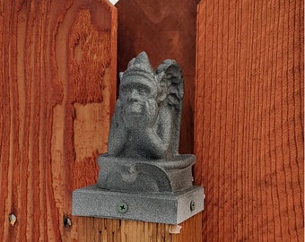 Gargoyal Gargoyle 4x4 Fence Post Topper Statue | Garden Gargoyal Statue | Included Mount | Garden Statue