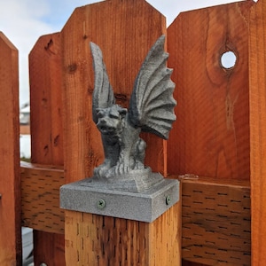 Gargoyal Gargoyle 4x4 Fence Post Topper Statue | Garden Gargoyal Statue | Included Mount | Garden Statue