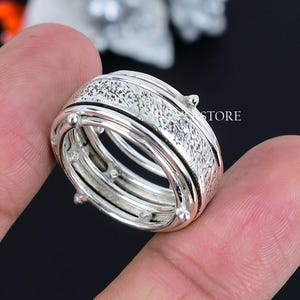 925 Sterling Silver Spinner Ring: Meditation Band