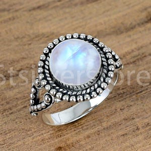 Boho Moonstone Ring: 925 Sterling Silver, Handcrafted
