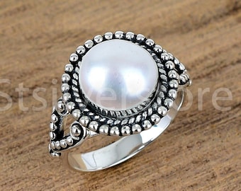 ヴィンテージ シルバー マザー オブ パール シェル リング - Etsy 日本