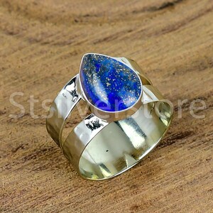 Lapis Lazuli Man&#39;s Ring, 925 Sterling Silver Ring, Handmade Statement Ring, Pear Shape Gemstone Ring, Lapis Lazuli Jewelry,
