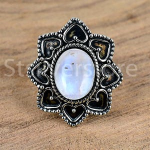 Rainbow Moonstone Ring, 925 Sterling Silver Ring, Handmade Ring, June Birthstone Ring, Designer Ring, Oval Gemstone Ring, Filigree Ring,