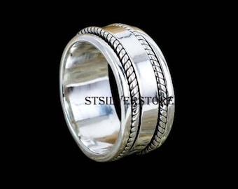 Spinnerring i sterlingsilver: Hantverksring med bredt band