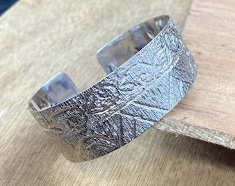 Hammered Sterling Silver Cuff Bracelet: Wide Open Bangle