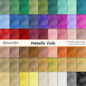 Textures sans couture de feuille métallique, papier numérique de feuille sans couture, motifs métalliques sans couture brillants, 54 couleurs, V1