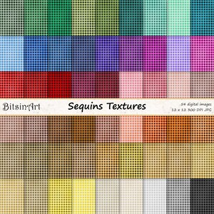 Sequins Shiny Textures, Shiny Sequins Glitter Digital Paper, Shiny Sequins Glitter Patterns, 54 colors