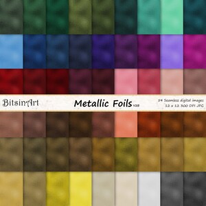Textures sans soudure de feuille métallique, Papier numérique sans soudure, Motifs métalliques sans soudure brillants, 54 couleurs, V2B