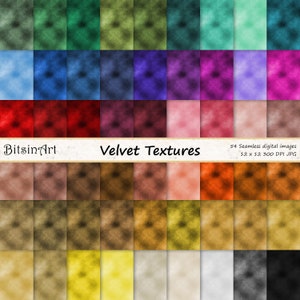 Velvet Seamless Textures, Seamless Velvet Fabric Digital Paper, Seamless Velvet Patterns, Velvet Fabric, 54 colors