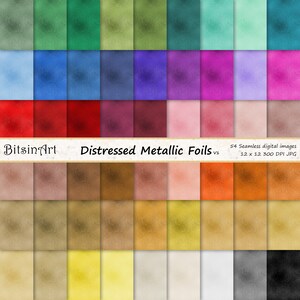 Textures sans soudure en feuille métallique en détresse, papier numérique sans soudure, motifs métalliques sans soudure brillants, 54 couleurs, V1