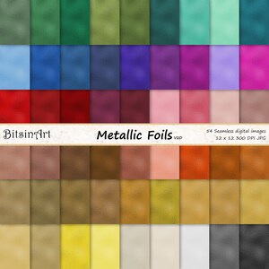 Textures sans soudure de feuille métallique, Papier numérique sans soudure, Motifs métalliques sans soudure brillants, 54 couleurs, V2D