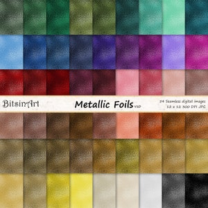 Metallic Foil Seamless Textures, Seamless Foil Digital Paper, Shiny Seamless Metallic Patterns, 54 colors, V1D