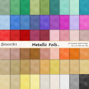 Textures sans couture de feuille métallique, papier numérique de feuille sans couture, motifs métalliques sans couture brillants, 54 couleurs, V2